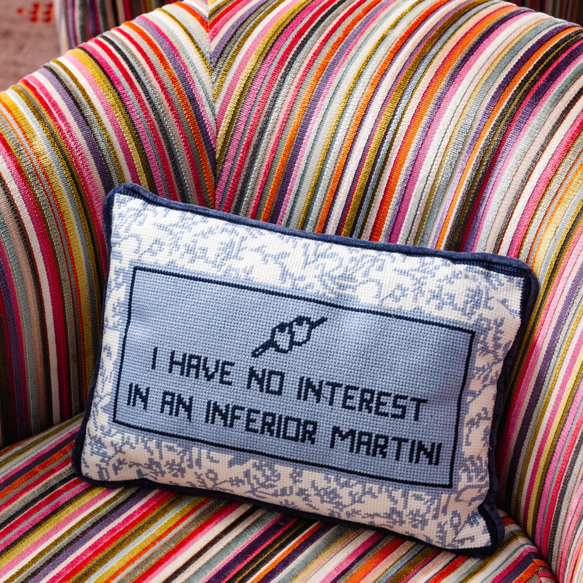 Inferior Martini Needlepoint Pillow | Furbish Studio