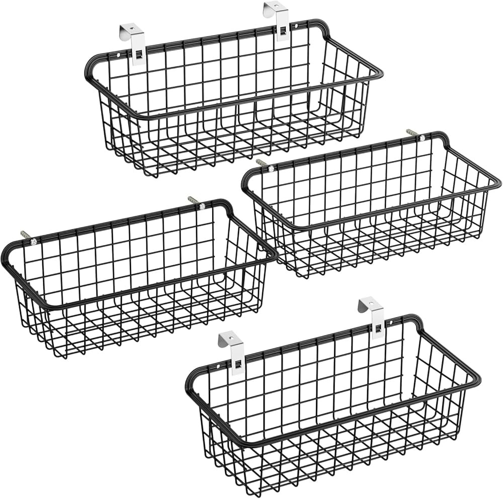 PACKISM Wall Basket, 4 Pack Small Bathroom Organizer Sturdy Durable Bathroom Storage Organizer Pa... | Amazon (US)