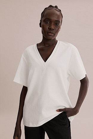 Longline Deep V-Neck T-Shirt | Country Road (AU)