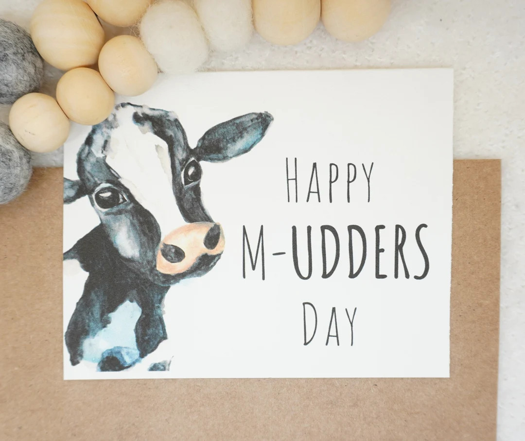 Happy M-UDDERS day| funny  mother's day card | Cute watercolor dairy cow | matching vinyl sticker... | Etsy (US)