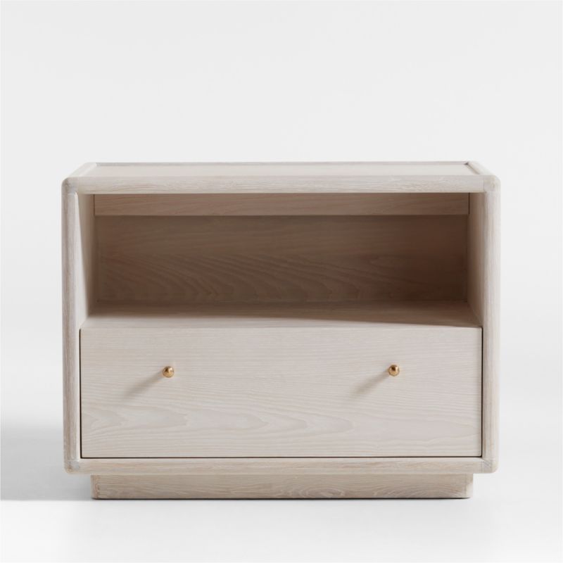 Lafayette Whitewashed Wood Charging Nightstand | Crate & Barrel | Crate & Barrel