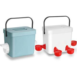 Automatic Chicken Feeder and Waterer Set 12.09 in. x 9.76 in. x 7.68 in. Eco-Friendly PP Poultry Livestock Supplies | The Home Depot