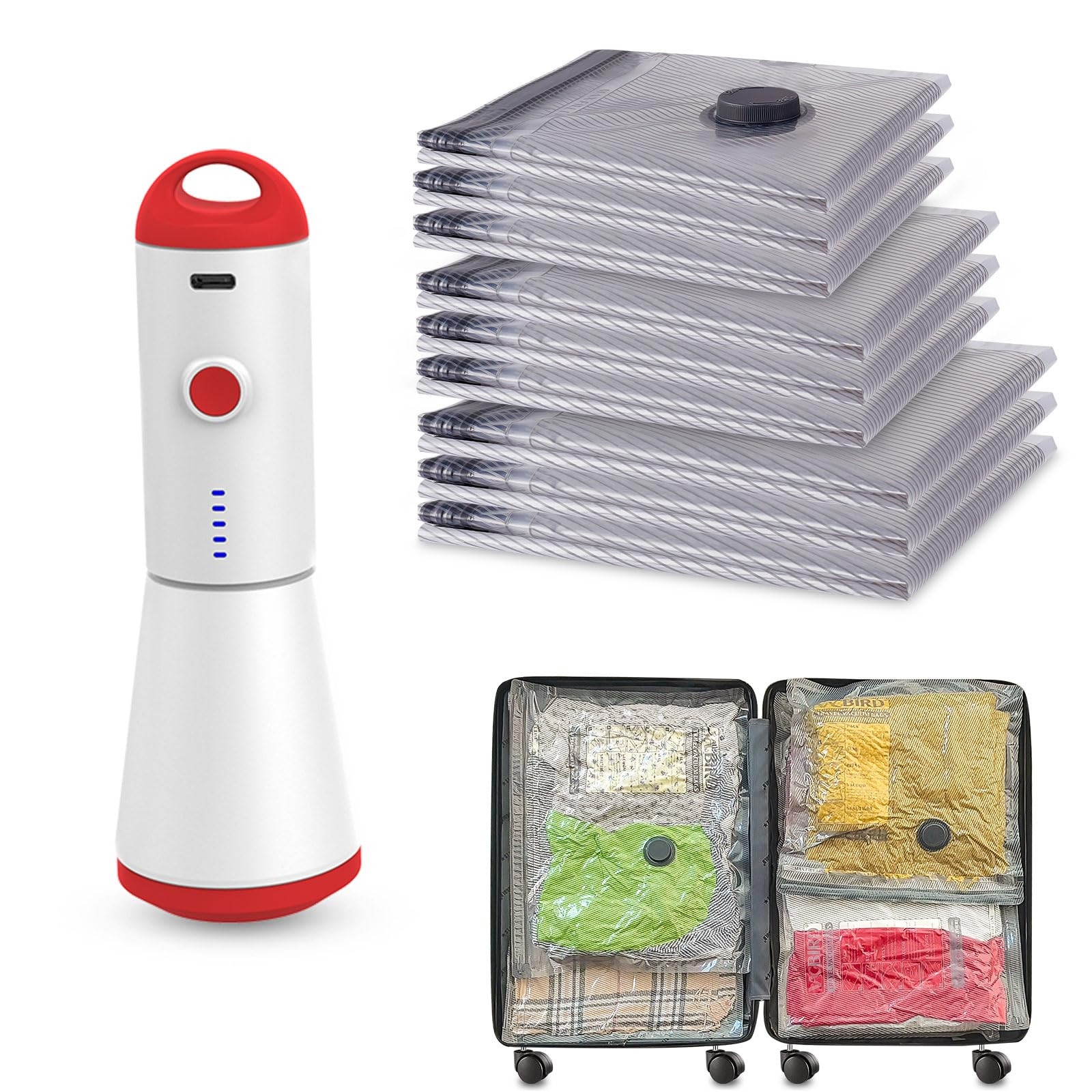 Travel Vacuum Storage Bags with Rechargeable USB Pump, 9 Pack Carry-On Size Compression Packing B... | Amazon (US)