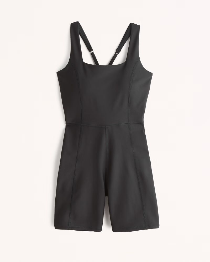 Abercrombie & Fitch Women's YPB sculptLUX Squareneck Onesie in Onyx - Size M | Abercrombie & Fitch (US)