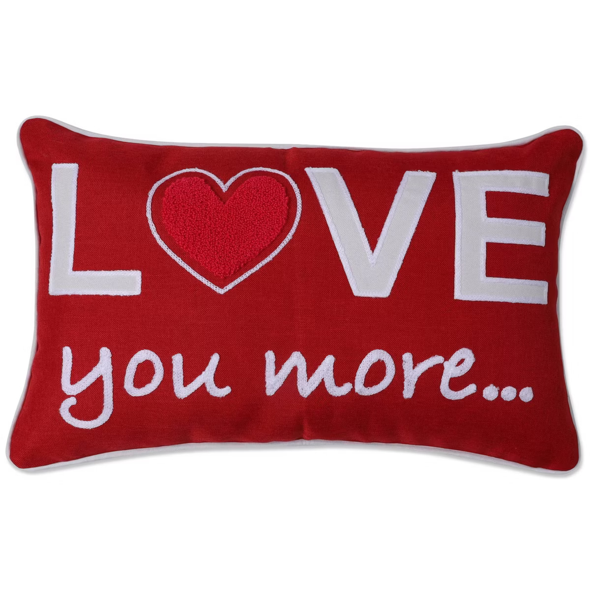12"x19" Indoor 'Love You More' Valentines Lumbar Throw Pillow Red - Pillow Perfect | Target