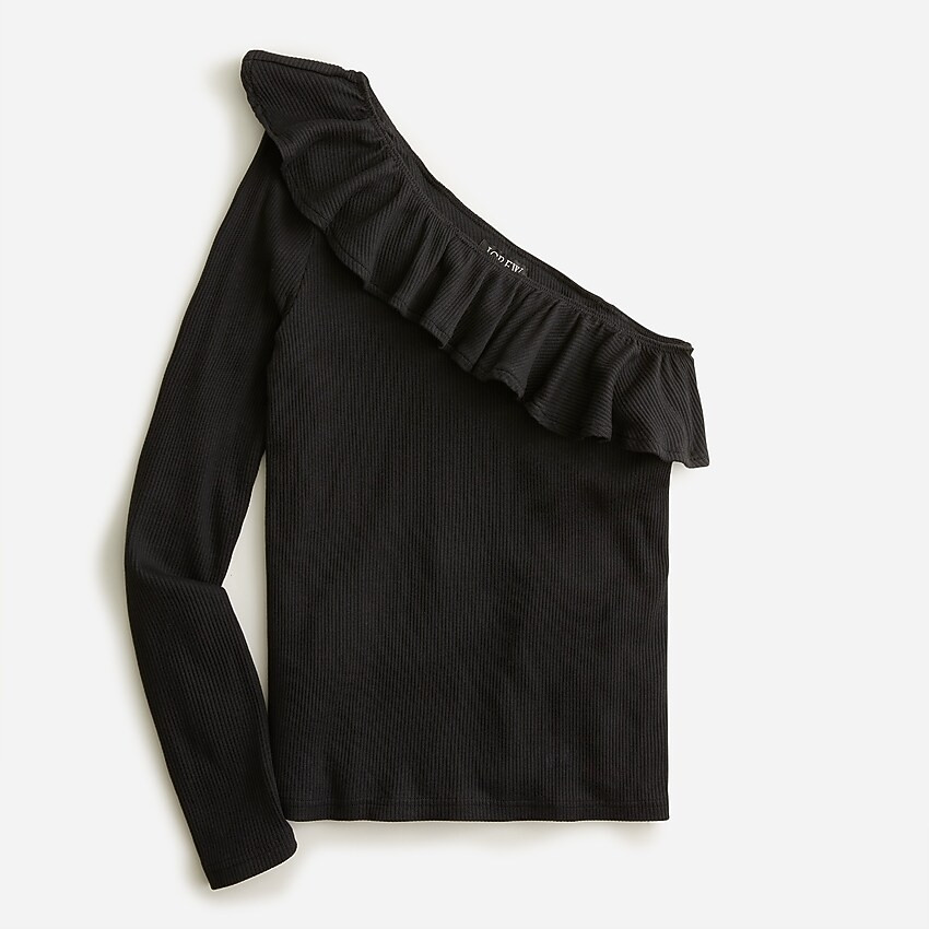 One-shoulder ruffleneck top in vintage rib | J. Crew US