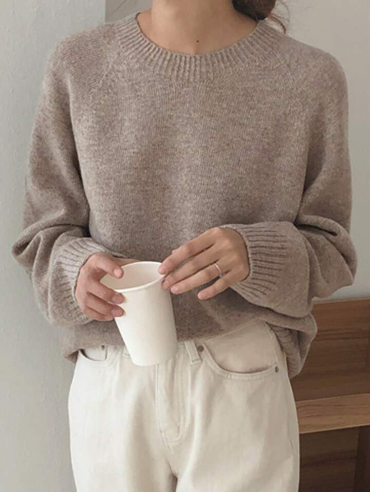 DAZY Solid Raglan Sleeve Sweater | SHEIN