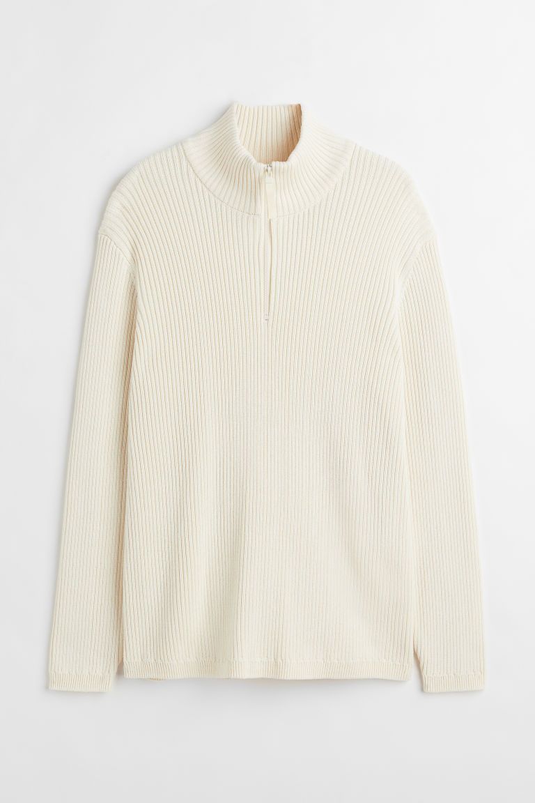 H & M - Relaxed Fit Rib-knit Sweater - White | H&M (US + CA)