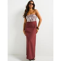 V by Very Embroidered Bandeau Beach Dress - Brown | Very (UK)