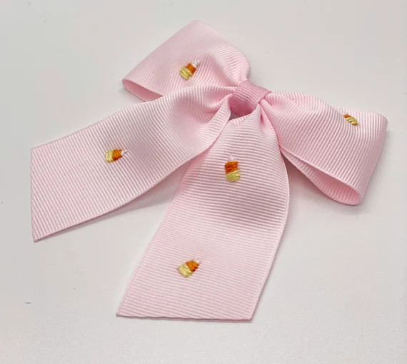 Candy Corn Hand-embroidered Bow - Etsy | Etsy (US)