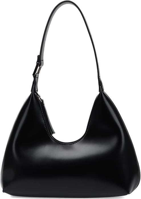 WOG2008 Purses for Women Small Shoulder Bag Vagen Leather Hobo Handbags Black White | Amazon (US)