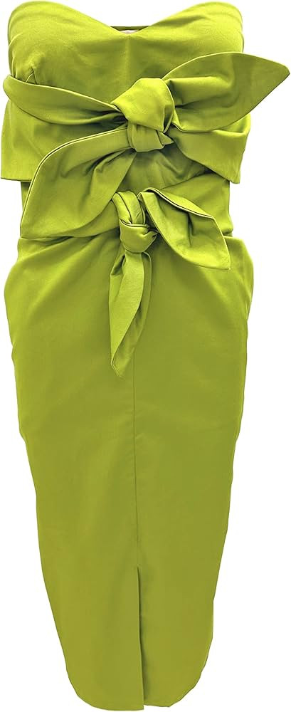 Amazon.com: Adriana Degreas, Solid Strapless Midi Dress with Double Knot, M, Green : Luxury Store... | Amazon (US)