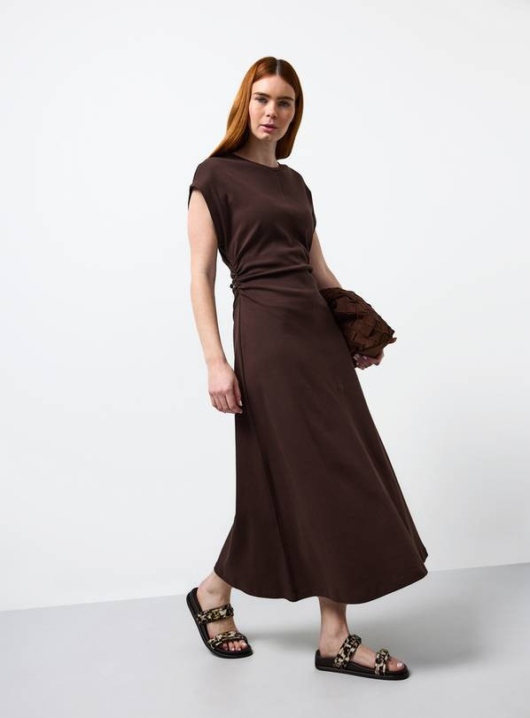 Brown Jersey Fabric Cinched Column Dress 8 | Tu Clothing