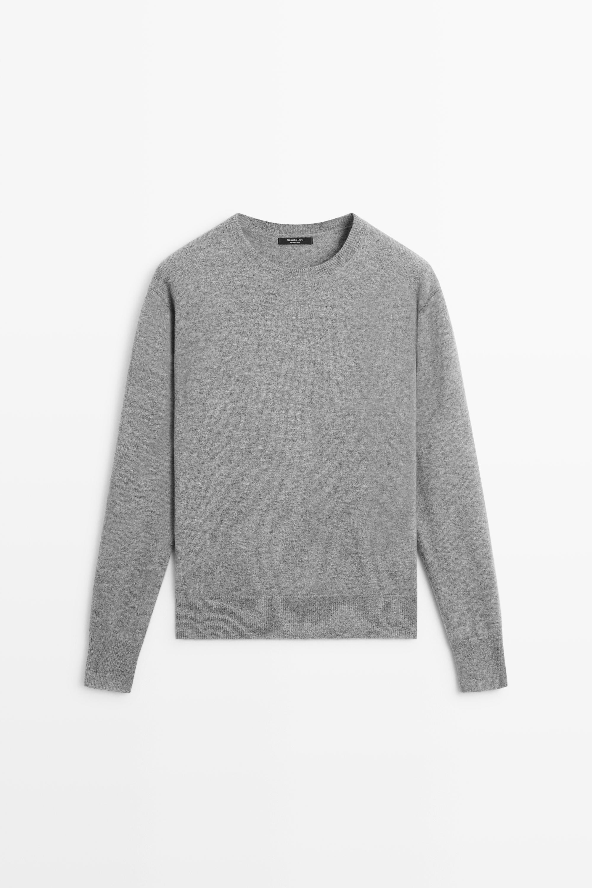Wool blend crew neck knit sweater | Massimo Dutti UK