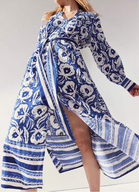 Blue and white patterned kaftan dress 

#LTKfindsunder50 #LTKSeasonal #LTKstyletip