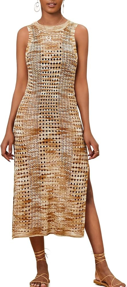 CHERRY CAT Crochet Cover Ups for Women Sexy Hollow Out Swim Cover Up Knit Summer Outfits | Amazon (US)