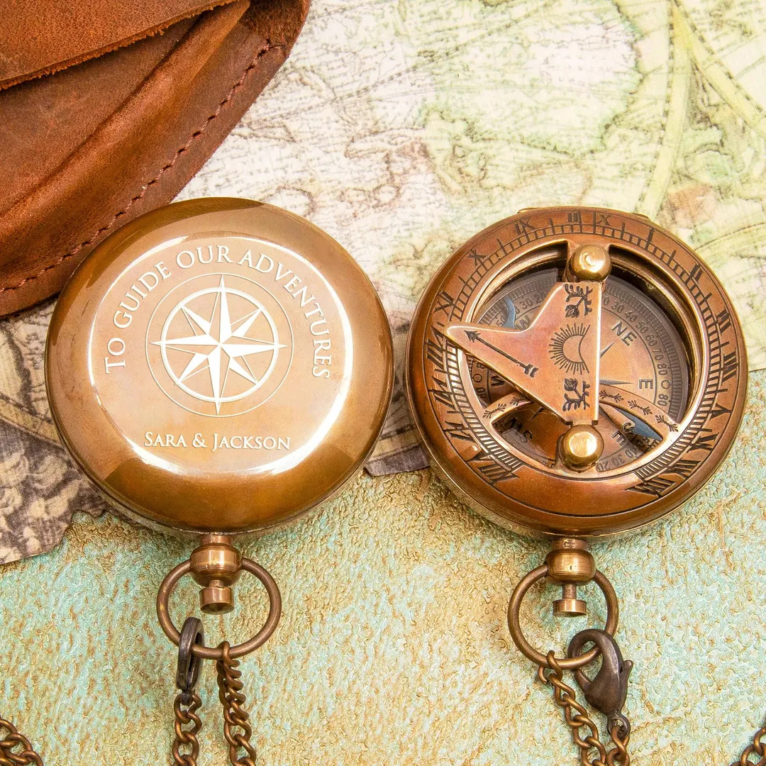 Custom Engraved Brass Compass Gifts For Him, Father's Day Gifts for Husband | Etsy (US)