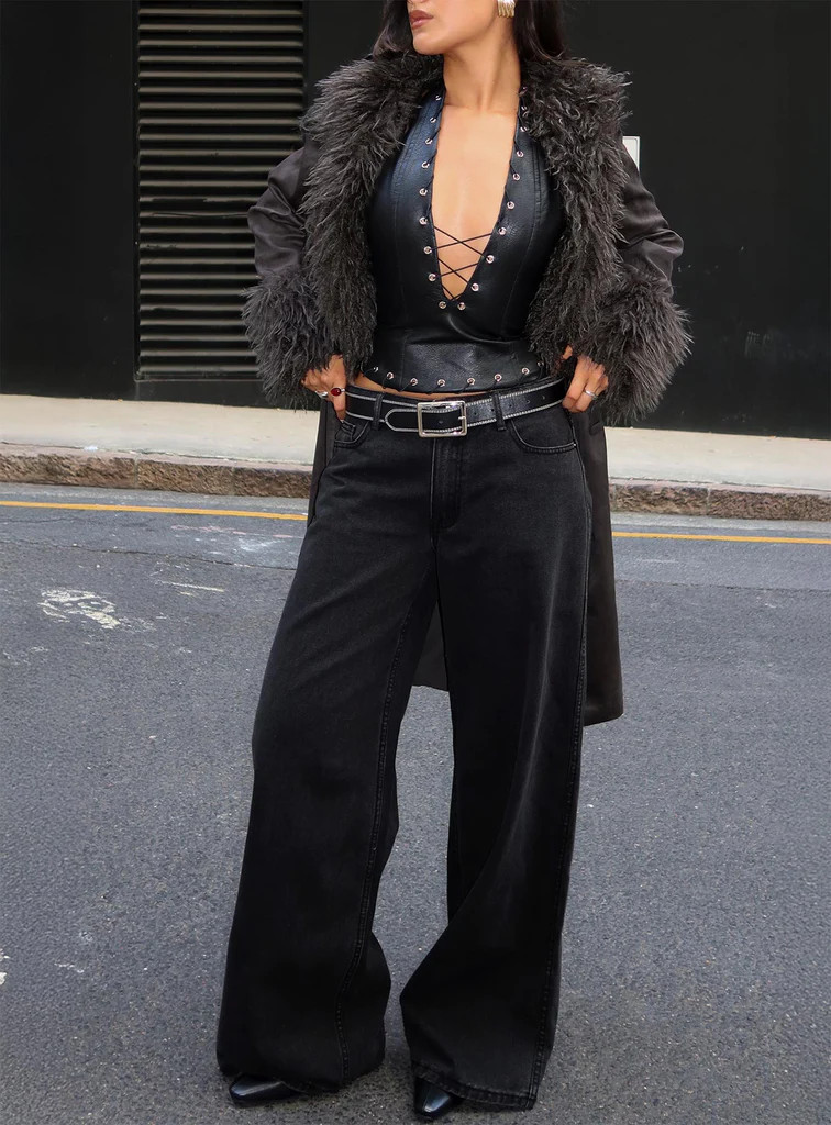 Ramos Low Rise Denim Jeans Washed Black | Princess Polly US