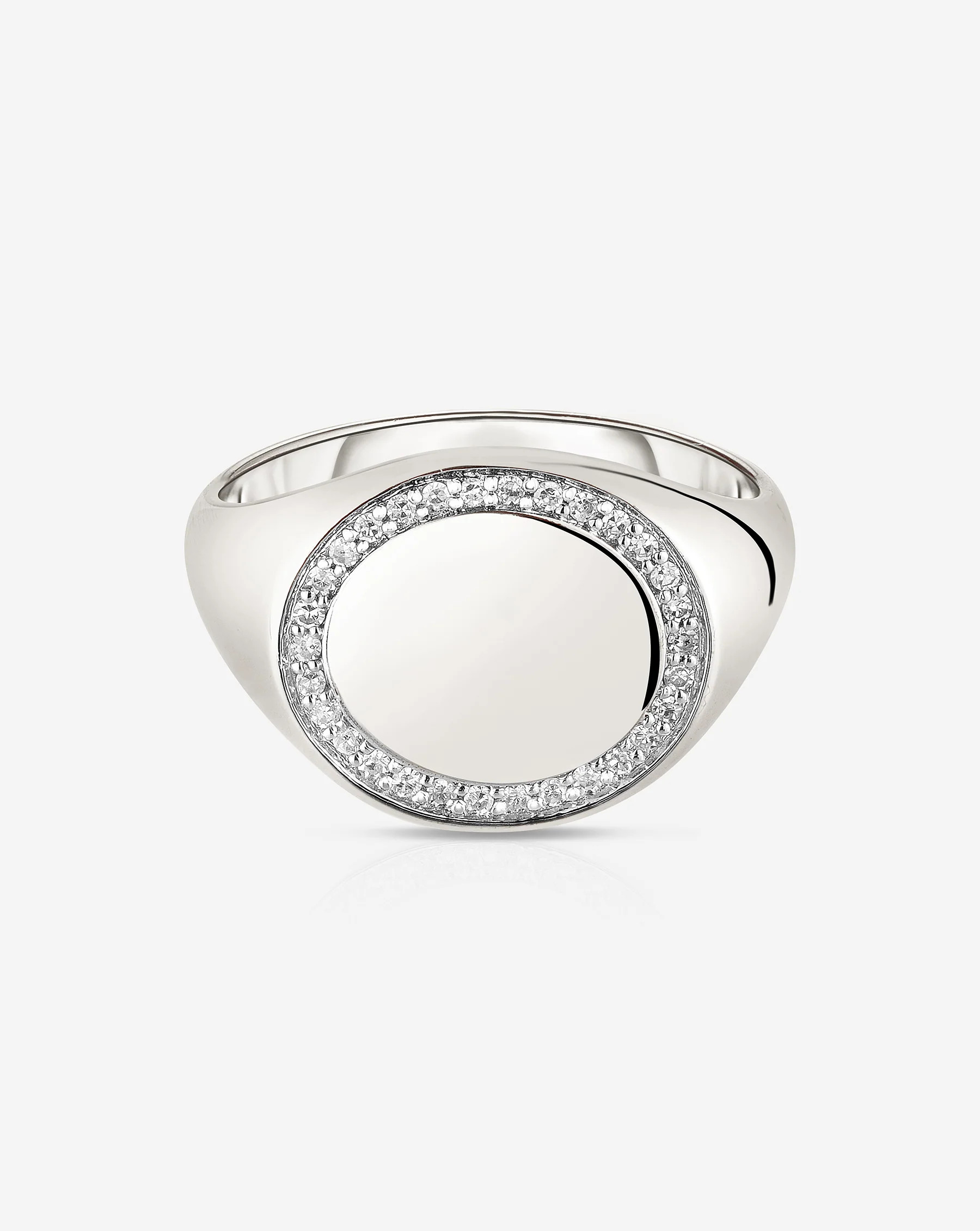 Pavé Diamond Border Signet Ring | Ring Concierge