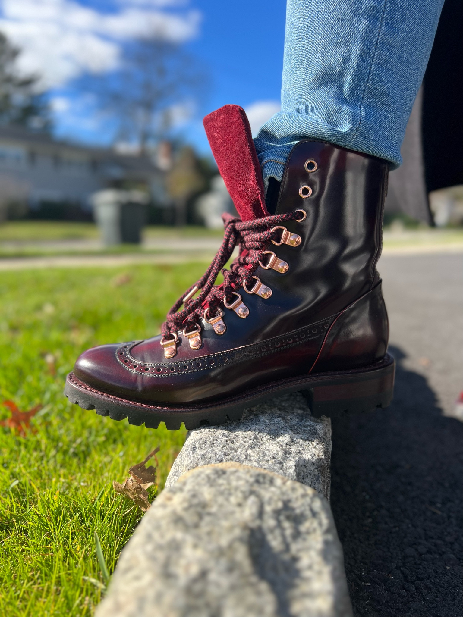 Huge thanks to @officeofangelascott for gifting me with these FIRE Mr. Bernard boots in Bordeaux. They are so comfy and the colorway is PHENOMENAL! I chose to pair them with jeans and a turtleneck to keep my cozy/comfortable vibes going for fall, but you will definitely see them again styled in different ways. My favorite feature outside of the Italian leather coloring and suede tongue is the copper hardware and extra red laces. These shoe’s basically mold to your feet the more you wear them. Comfort level 🤌🏽

I am always looking for ways to look cute but be comfortable enough to chase after these kids and that’s exactly what these boots provide. As usual- everything is linked in my LTK shop in my bio!

Would you wear these shoes with their cool design or go for a more classic style?

Jacket @clubmonaco 
Turtleneck shirt and pants- @zara 
Shoes @officeofangelascott 
Glasses @dezi 
Necklace @oakandluna

#LTKHoliday #LTKstyletip #LTKshoecrush