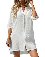 Ekouaer Women's Cover Up Shirt V-Neck Swimsuit Beach Bikini Beachwear Button Down Bathing Suit S-... | Amazon (US)