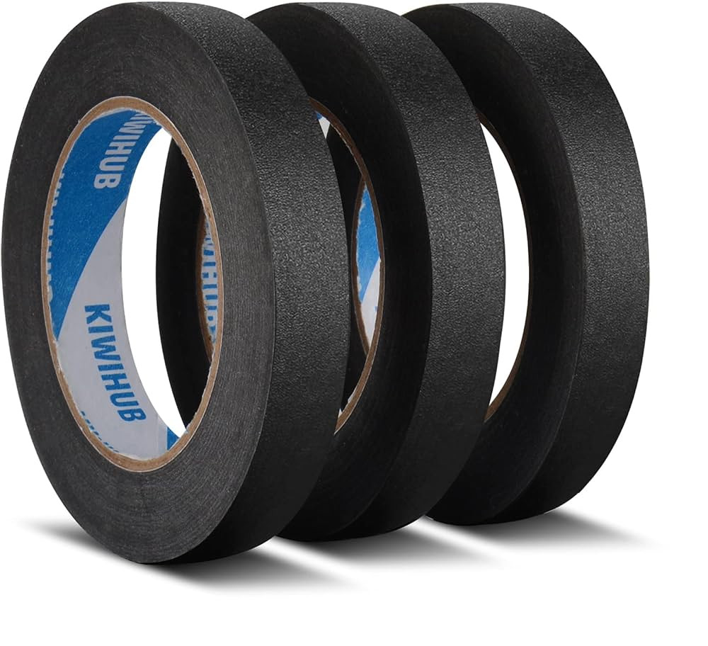 KIWIHUB Black Painters Tape,0.7inch x 60 Yds x 3 Rolls (180 Yards Total) - Medium Adhesive Maskin... | Amazon (US)