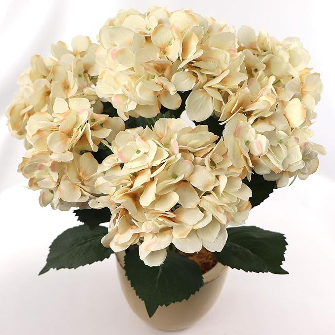 Real Touch Hydrangea Silk Flower Bush - 7 Heads, UV Resistant, Adjustable Stem, Indoor/Outdoor, R... | Amazon (US)