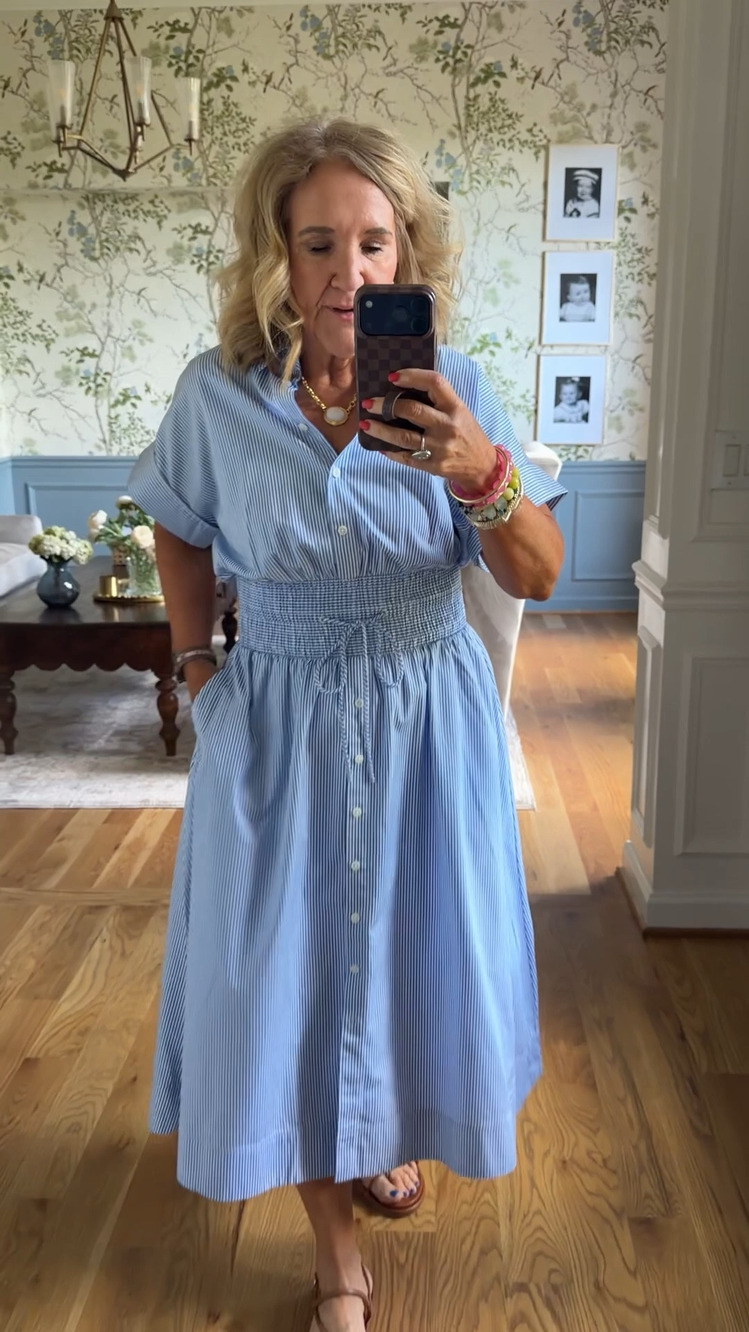 Blue poplin striped dress size medium 
20% off my bracelets code NANETTE20

#LTKWorkwear #LTKOver40 #LTKootd