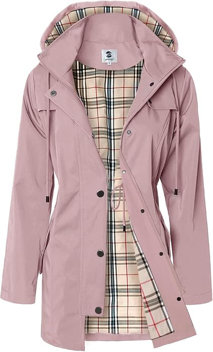 SaphiRose Women's Long Hooded Rain Jacket Outdoor Raincoat Windbreaker | Amazon (US)