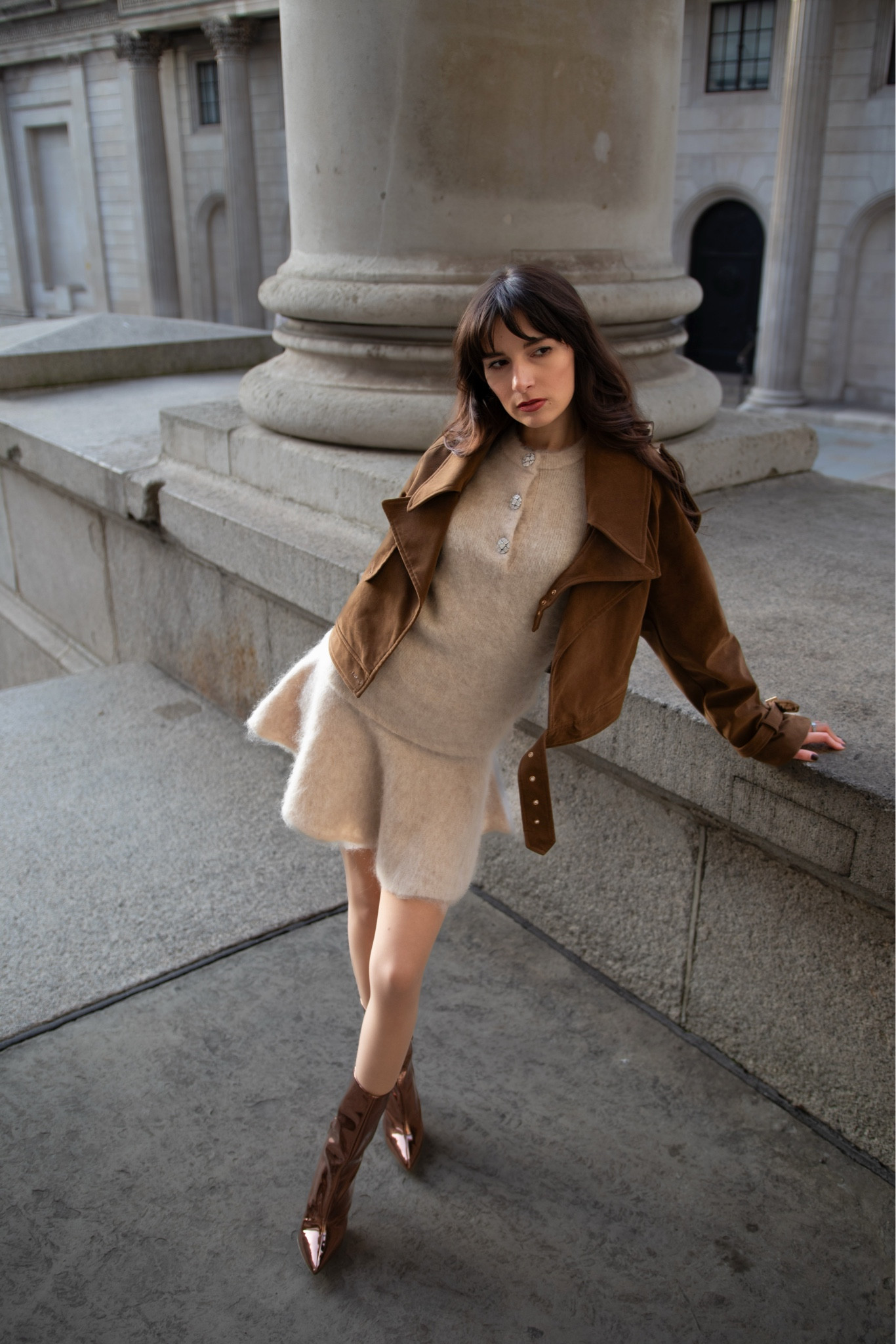 Winter chic outfit 🤎🪑🤎 

winter style 🪑🤎

brown suede jacket @eleh.official *
mohair-blend skirt and top @hm 
bronze metallic boots @aldo_shoes 
earrings @swarovski 

I love how this outfit felt against my skin. The skirt and top are so soft and warm. I appreciate that it’s cosy enough for colder weather yet still makes a statement. I also loved pairing it with my brown suede jacket.

Beige outfit, H&M, H&M collection, metallic boots, gold chair, the royal exchange, ootd, fashion reels, London chair Amarilla, high fashion, reels idea, fall fashion, streetwear, uk street style,

#hm #hmstyle #hmfashion #ootd #highfashion #londonstreetstyle #over30style #ukfashionblogger #artisticfashion #loveforfashion #loveforcreativity #visuallysatisfying #editorialfashion #chairseries #visuallyinspired #stylingskills #visuallyimpairedartist #womenfashionstyle #beingdifferent #provoking #fallfashion #eclecticstyle #pintereststyle #streetstyleluxe #streetstyle

#LTKeurope #LTKuk #LTKCyberWeek
