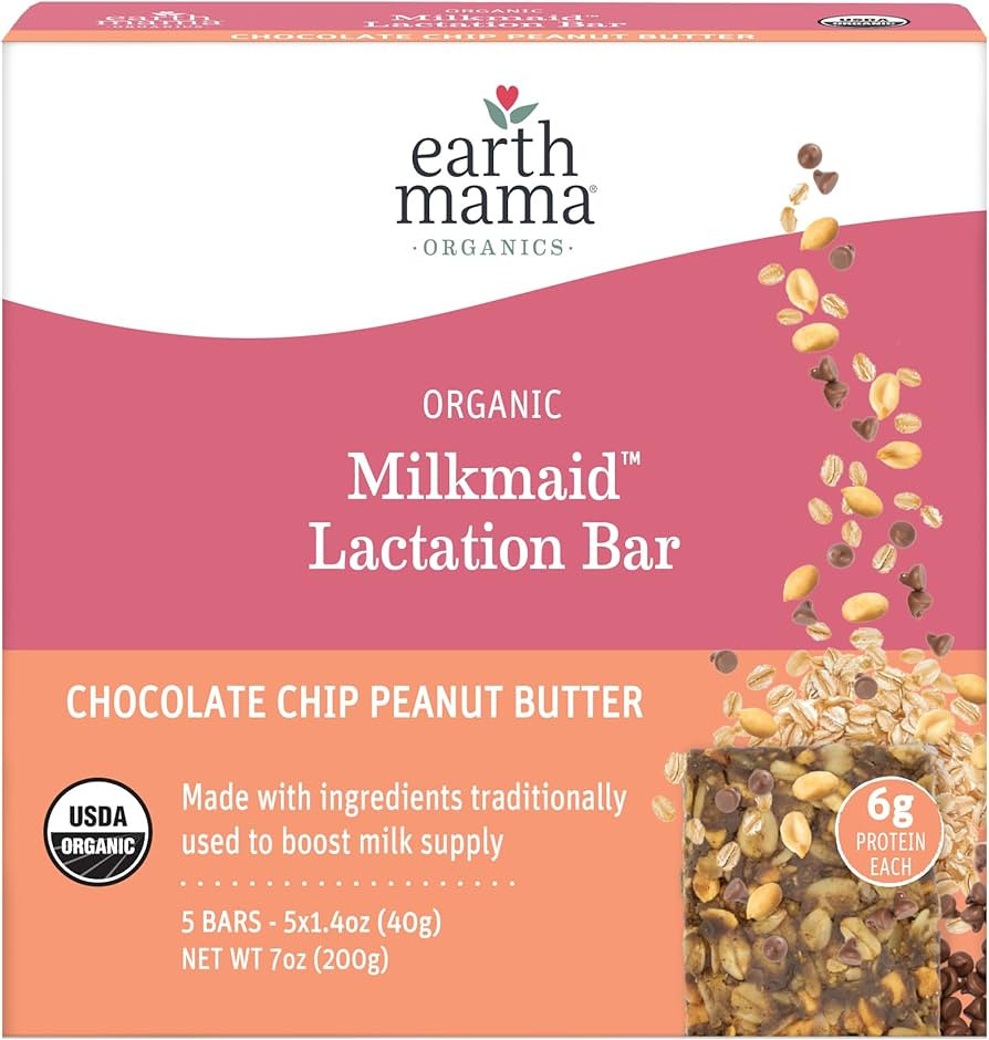 Earth Mama Organic Milkmaid Lactation Bars - Chocolate Chip Peanut Butter - 5 Count - Certified O... | Amazon (US)