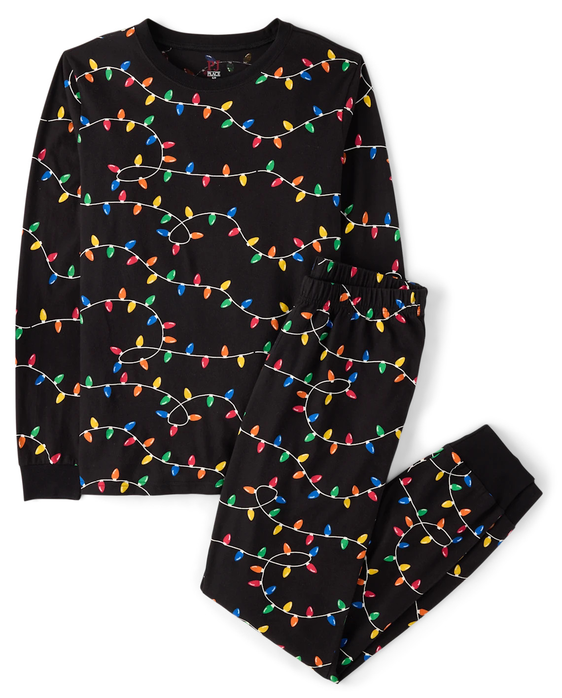 Adult Matching Family Christmas Lights Pajamas - black | The Children's Place