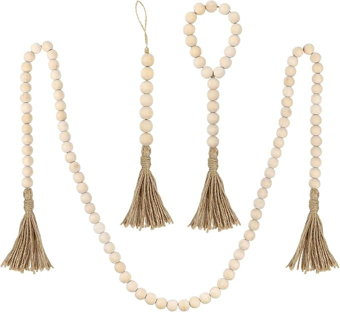 DICOBD Wood Bead Garland Farmhouse Rustic Wooden Beads Christmas Tree Garland with 3 Styles Praye... | Amazon (US)