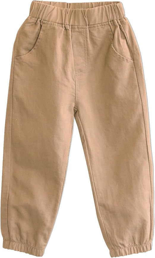 CUNYI Boys' Linen Pull-On Jogger Pants Solid Color Casual Pants | Amazon (US)