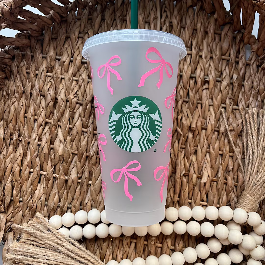 Starbucks Cup With Bows | Pink Bow Starbucks Cup | Coquette Bows Starbucks Cold Cup | Venti Reusa... | Etsy (US)