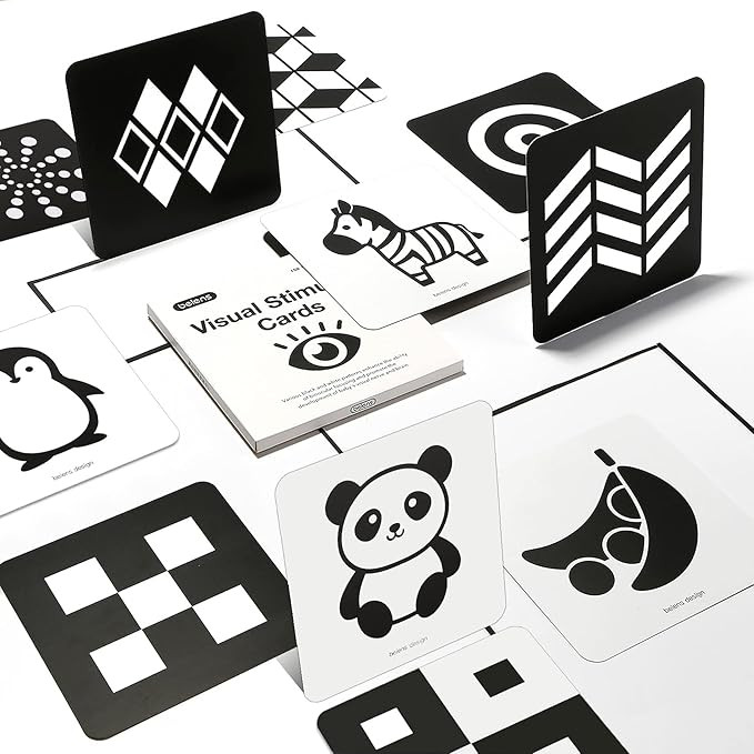 beiens High Contrast Baby Flashcards, Black and White Newborn Brain Development Toys, Visual Stim... | Amazon (US)