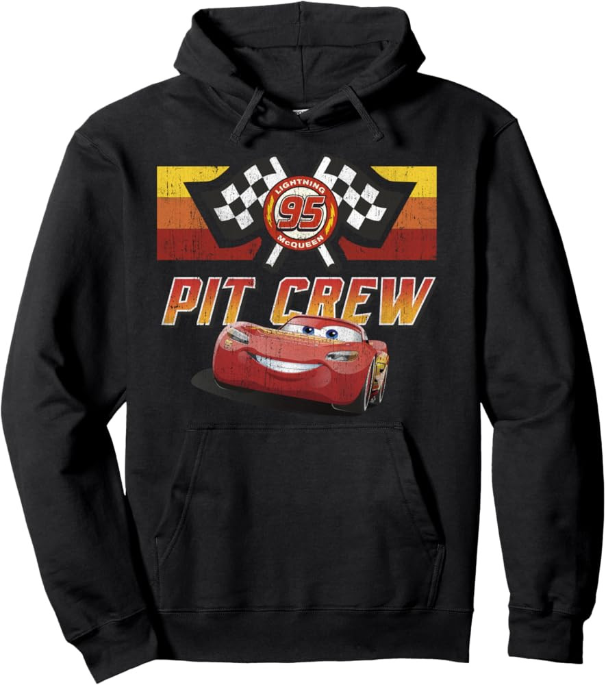 Disney Pixar Cars McQueen Pit Crew Red Distressed Hoodie Pullover Hoodie | Amazon (US)