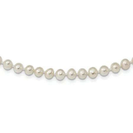 Primal Silver Sterling Silver Rhodium-plated 5-6mm White Freshwater Cultured Pearl Necklace | Walmart (US)