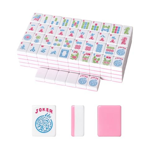 GUSTARIA 1.2”American Mahjong Tile Set, 166 Mahjong Game Set with Pink Color (Tiles Only, No Racks and Other Accessories) | Amazon (US)