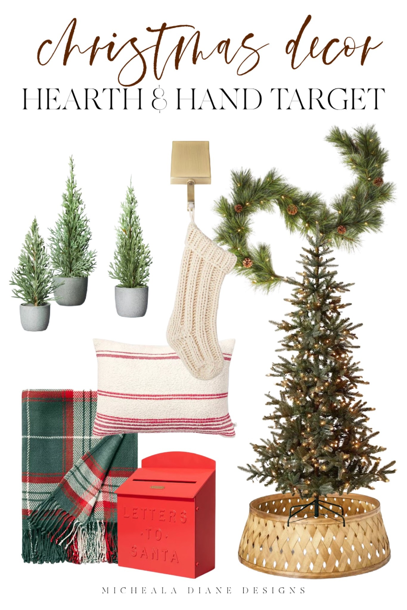 Hearth & Hand Holiday Decor. Target Christmas Decor. Artificial Christmas Tree, mini trees, tree collar, prelit garland. 

#LTKhome #LTKHoliday #LTKSeasonal