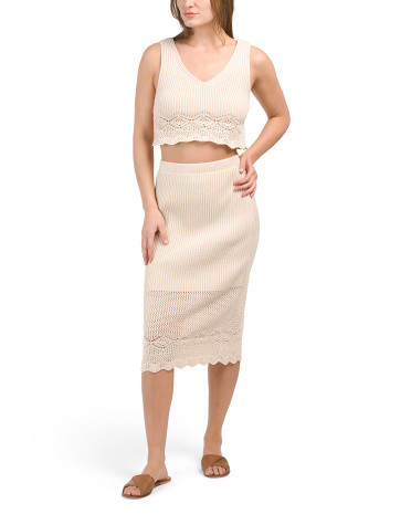Rib And Pointelle Bralette And Skirt Set | TJ Maxx
