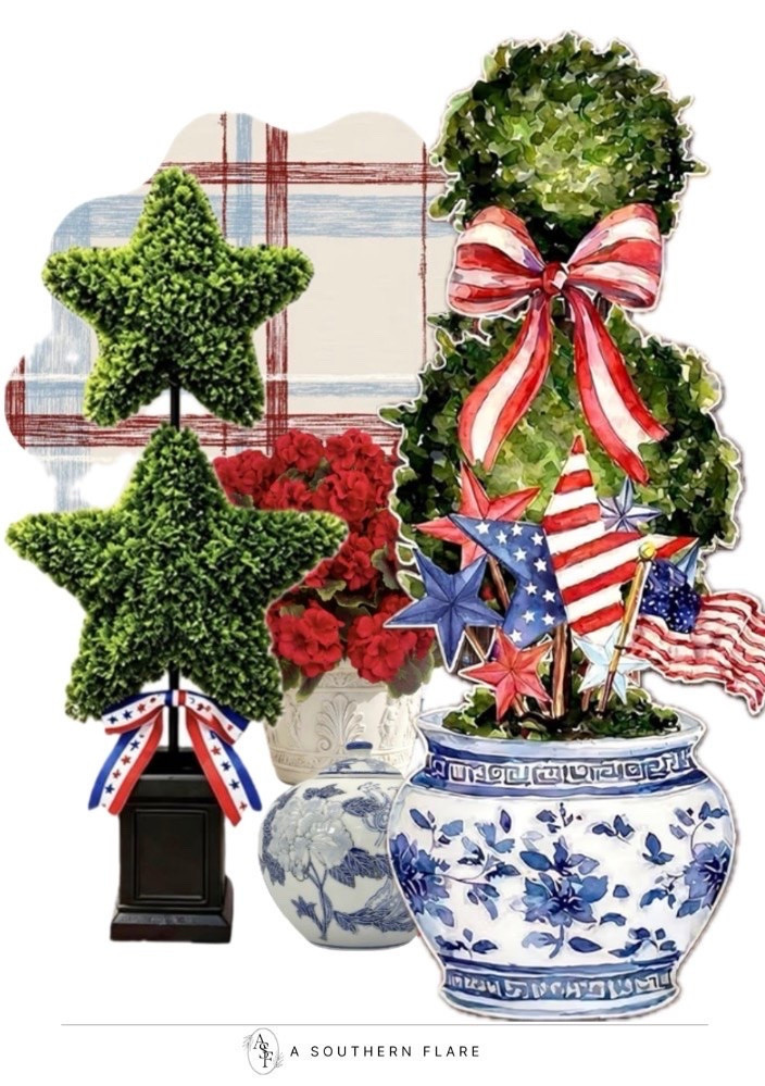 Celebrating the 4th of July with these beautiful decorations! Perfect for your porch or party. #Patriotic #4thOfJuly