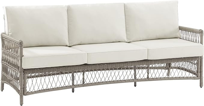 Crosley Furniture KO70432DW-CR Thatcher Outdoor Wicker Sofa, Driftwood with Creme Cushions | Amazon (US)