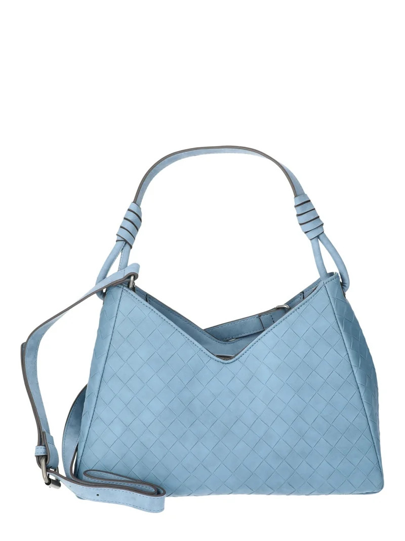 Time and Tru Women's River Faux Nubuk Small Hobo Shoulder Bag, Blue Day - Walmart.com | Walmart (US)
