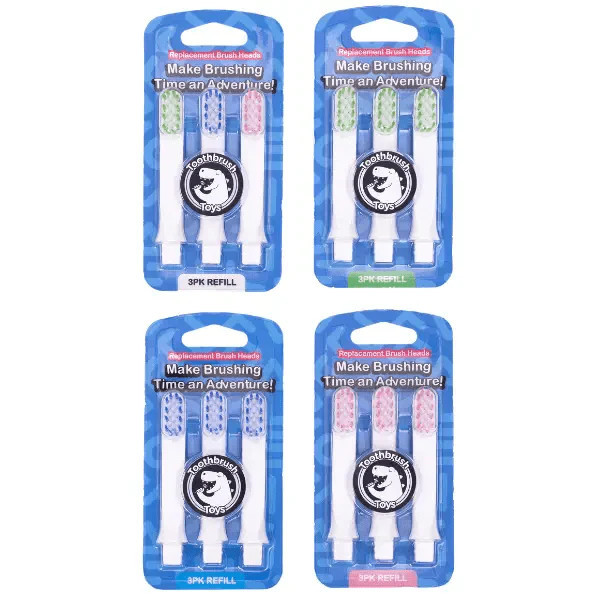 Kids Toothbrush Replacement Heads 3-Pack Refill Brushes | Toothbrush Toys | Toothbrush Toys