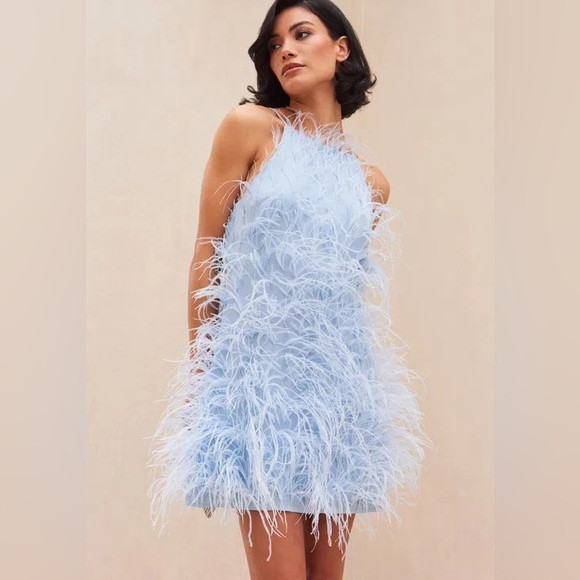 Cult Gaia Shannon Dress Ice Blue Feathers | Poshmark