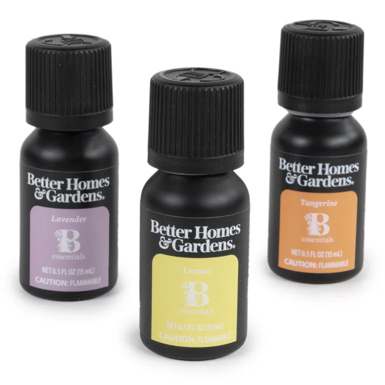Better Homes & Gardens 100% Pure Essential Oils : Lavender, Lemon, & Tangerine, 3 Pack x 15mL | Walmart (US)