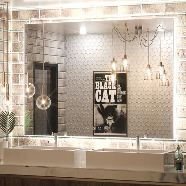 LED Backlit Frameless Lighted Bathroom Wall Mirror/Vanity Mirror w/ Brightness Adjust | Wayfair North America