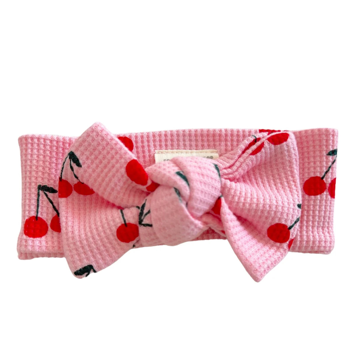 Organic Waffle Knot Bow, Pink Cherries | SpearmintLOVE