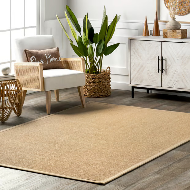 Beige Sisal Border 9' x 12' Area Rug | Rugs USA